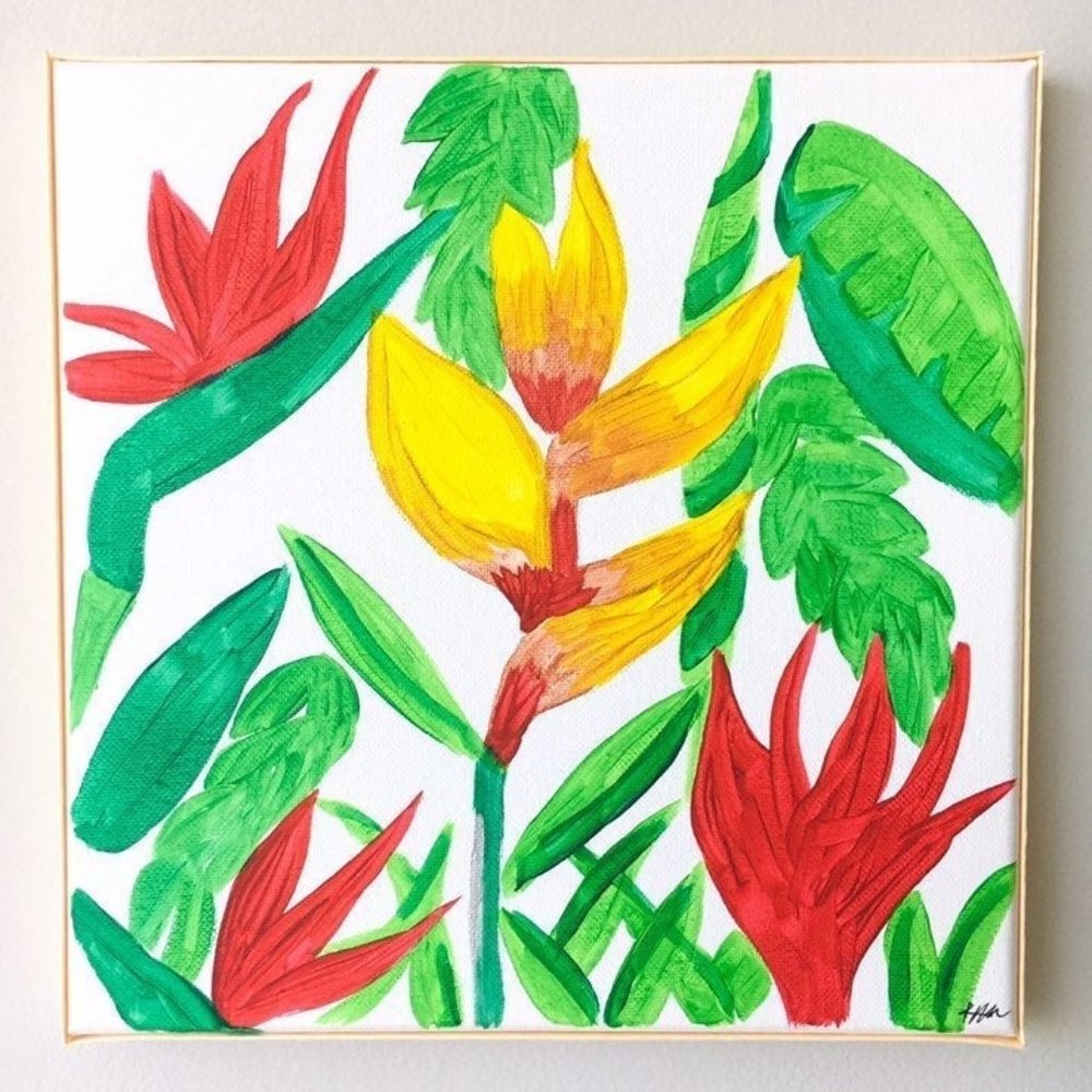 Hawaiian leafs paitning , wall art